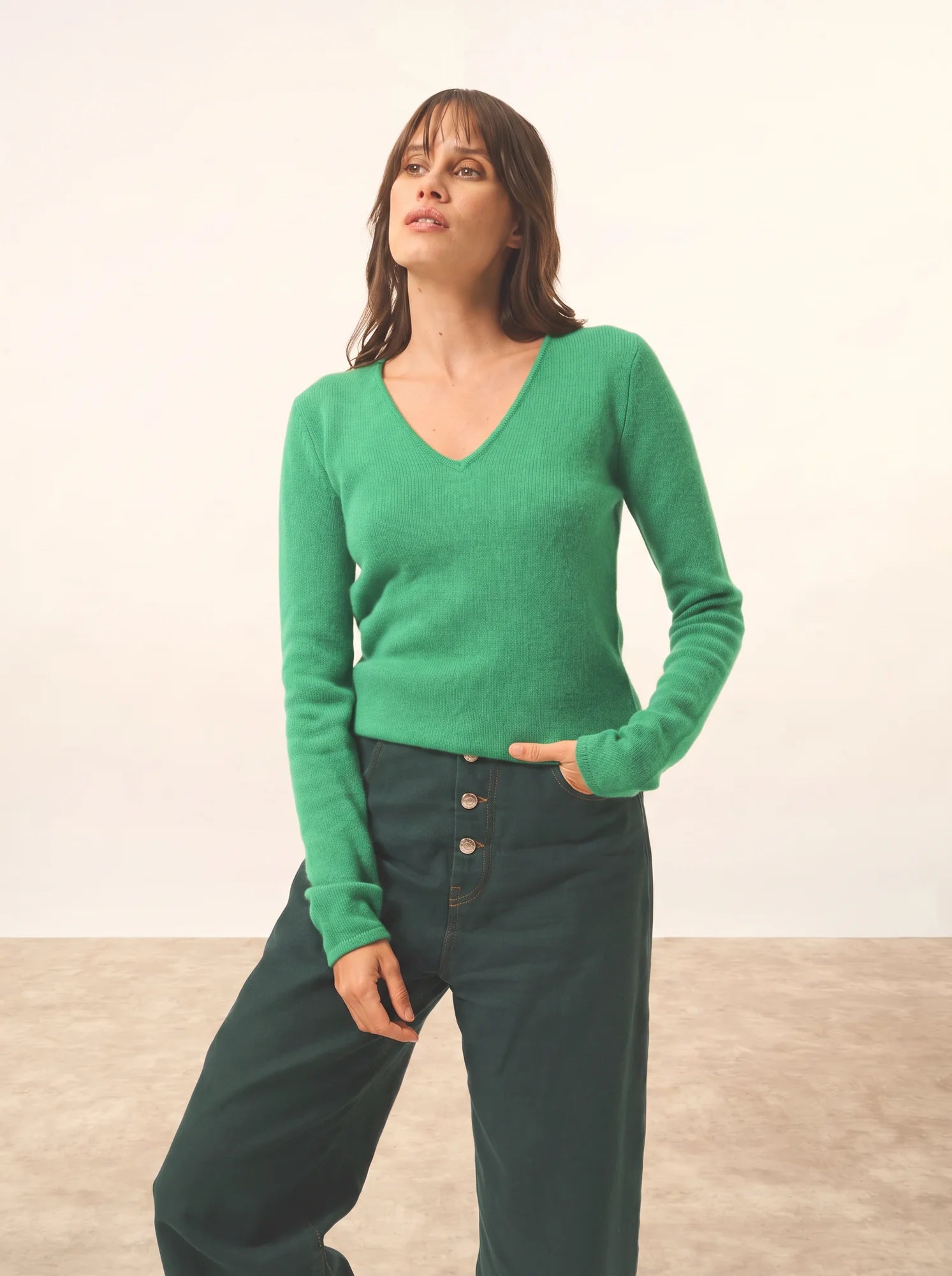 ABBY pullover v-ausschnitt 4-fädig minze