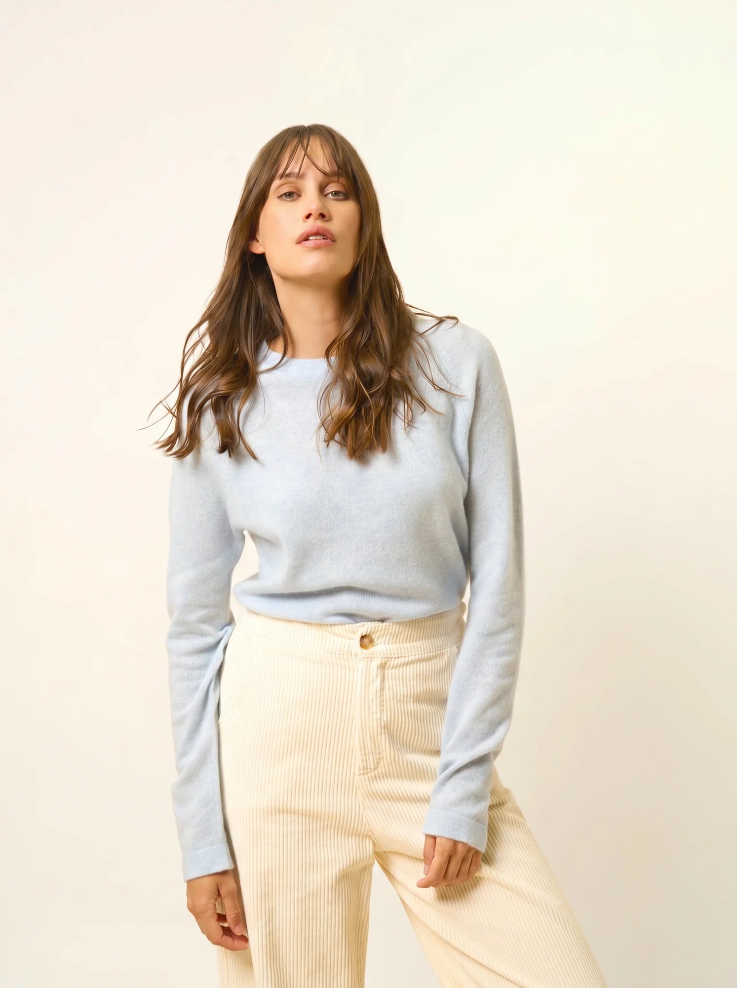JANE pull col rond bleu clair chiné