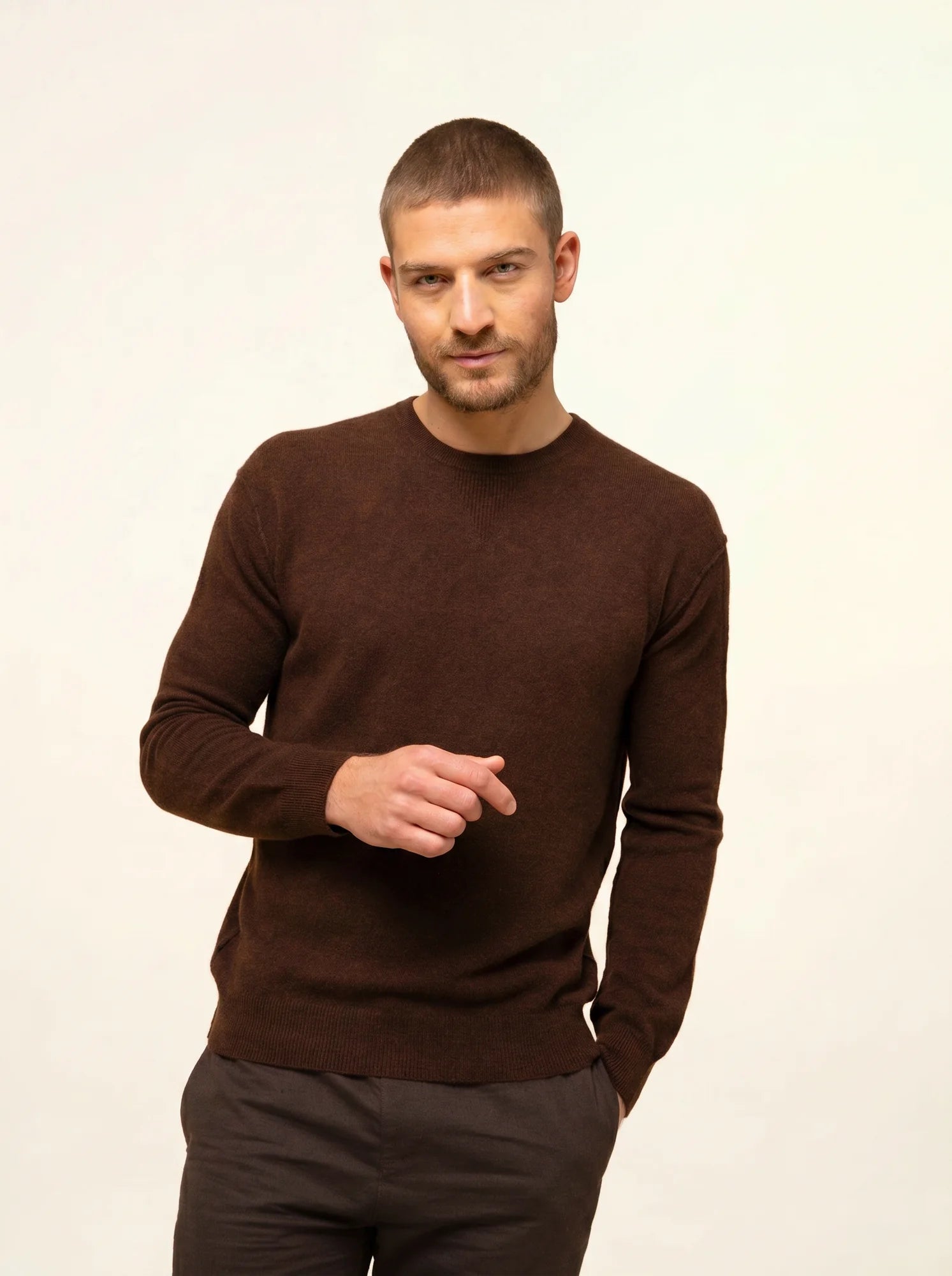 NOE pullover rundhalsausschnitt kaffee