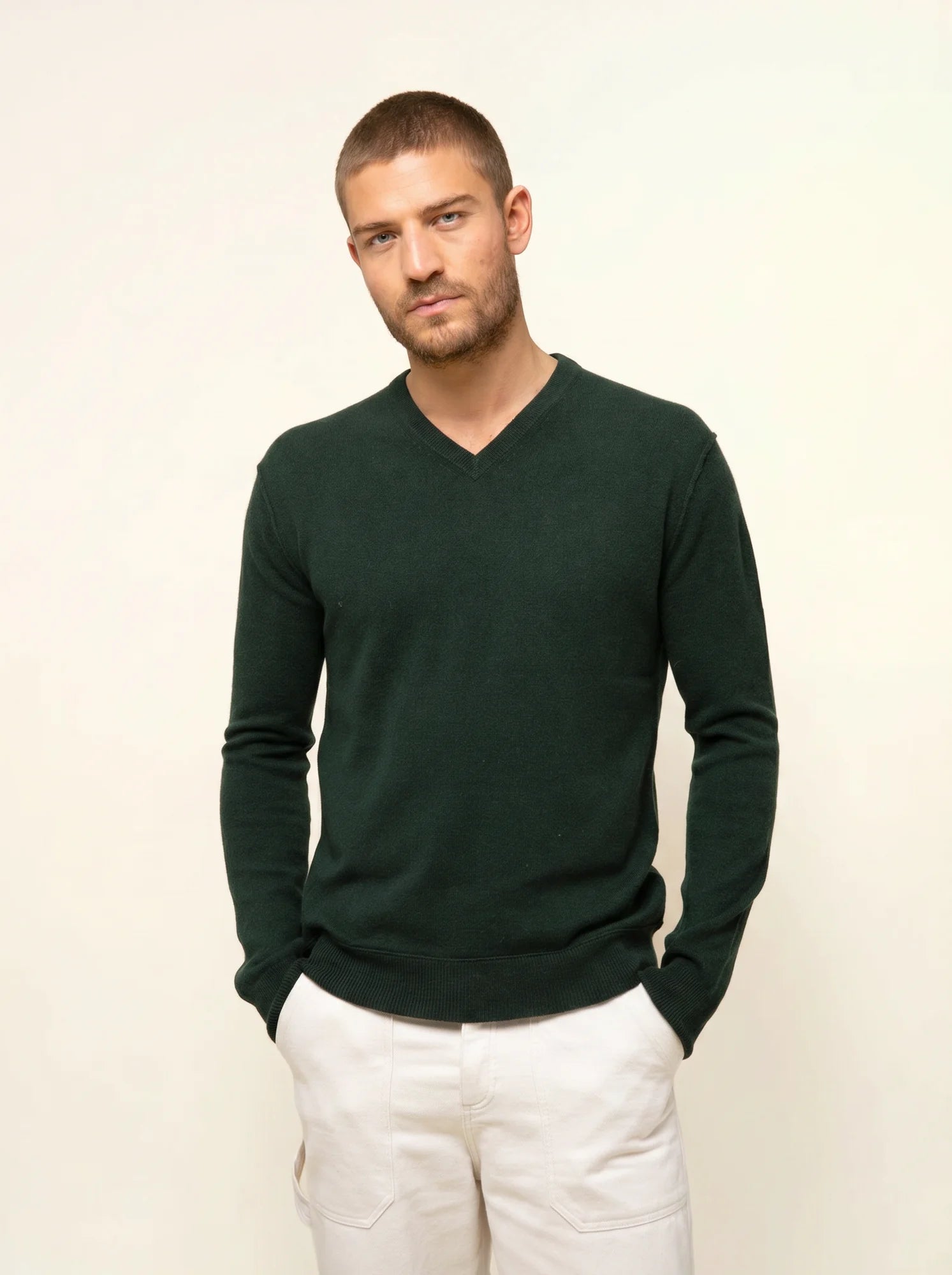 TOM pullover v-ausschnitt zypresse