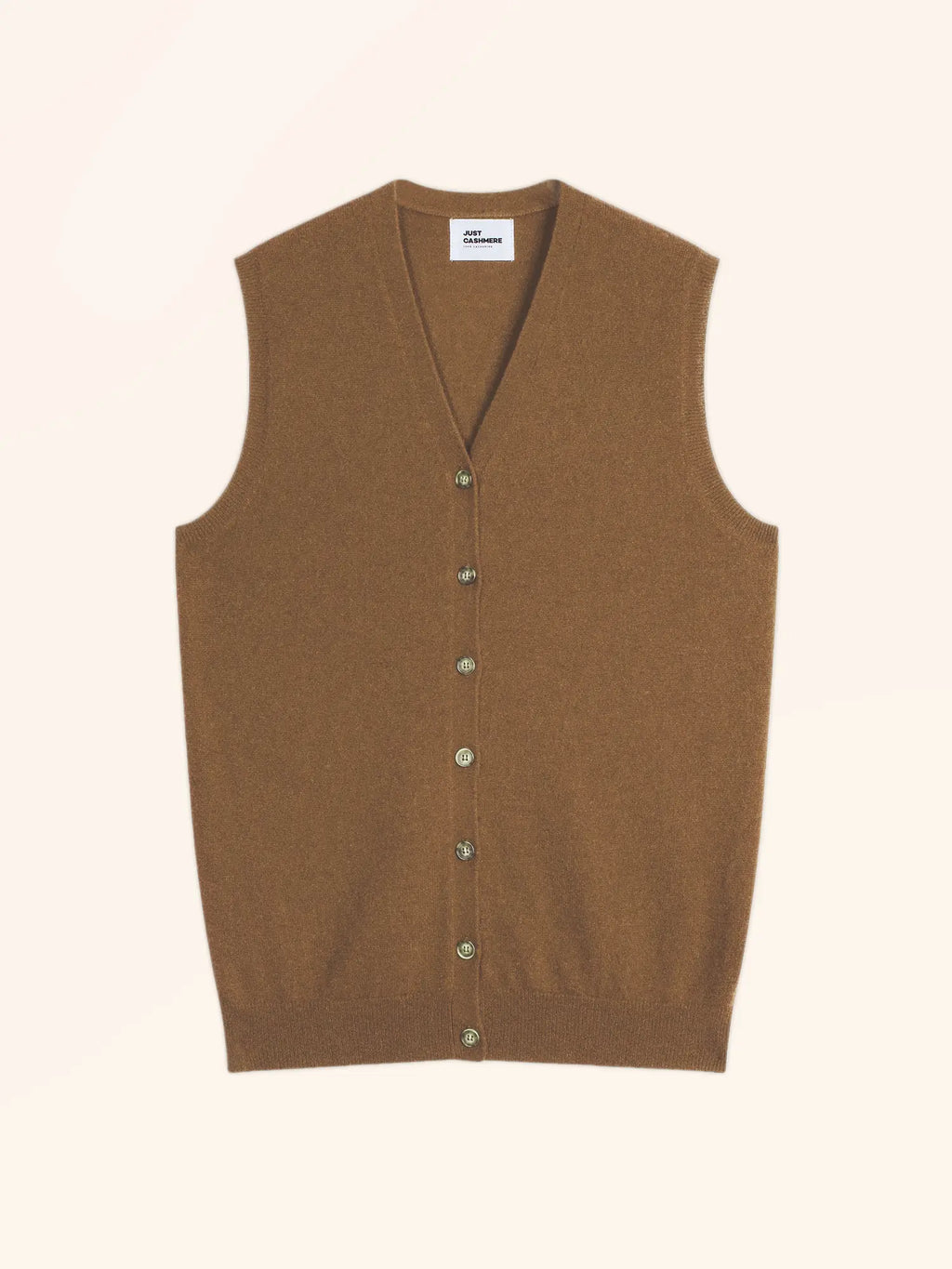 LANA strickjacke v-ausschnitt ärmellos noisette