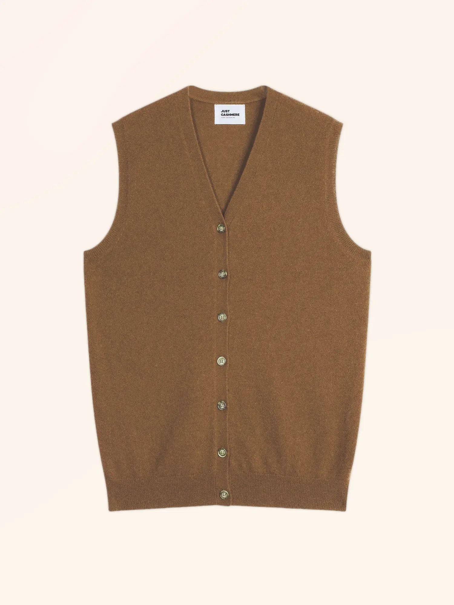 LANA strickjacke v-ausschnitt ärmellos noisette