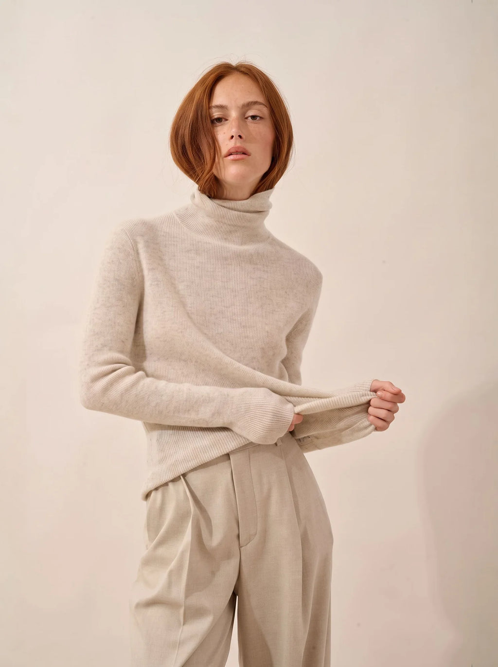 LANAIS pullover rollkragen perlgrau meliert