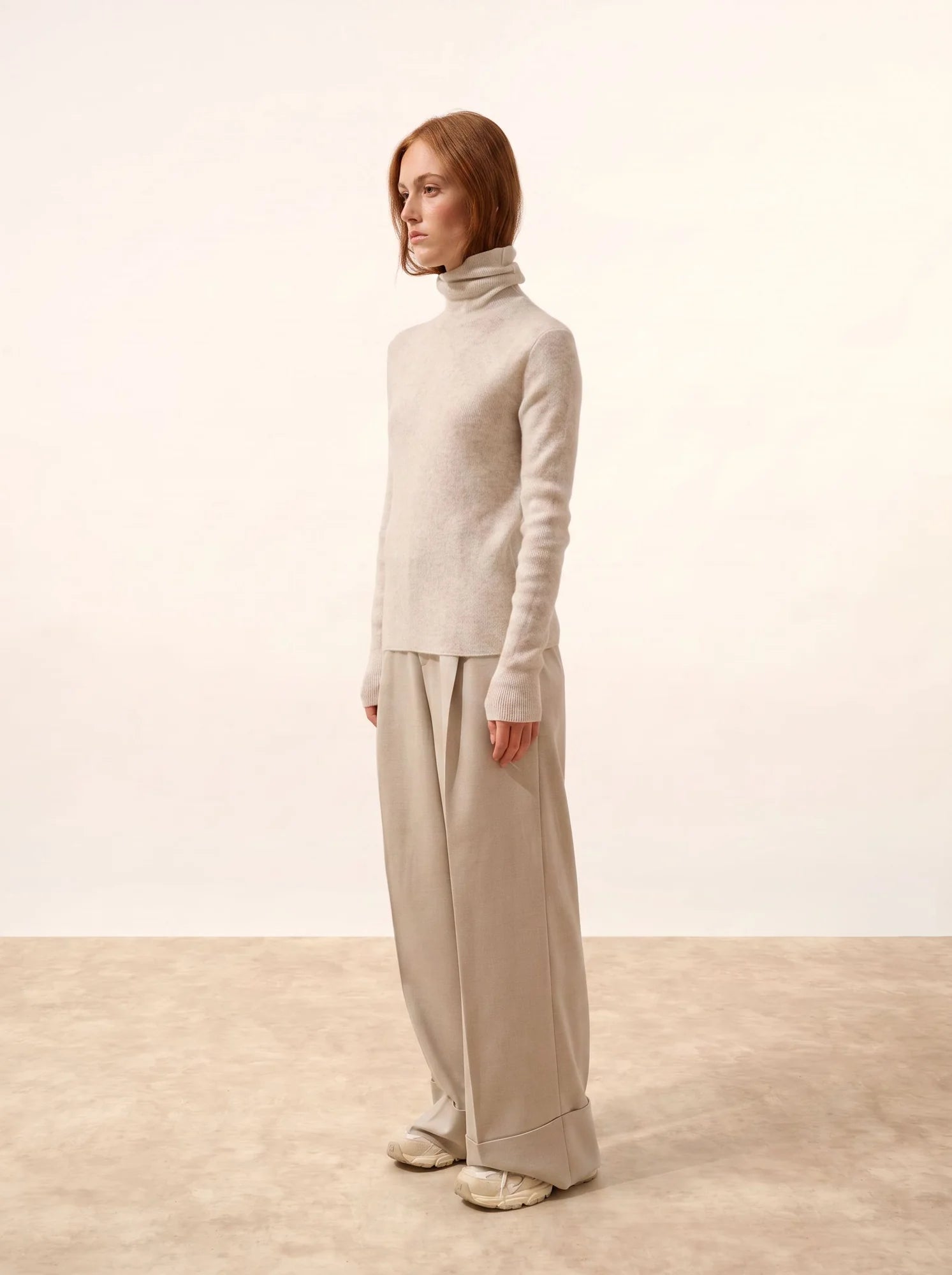 LANAIS pull col roulé gris perle chiné