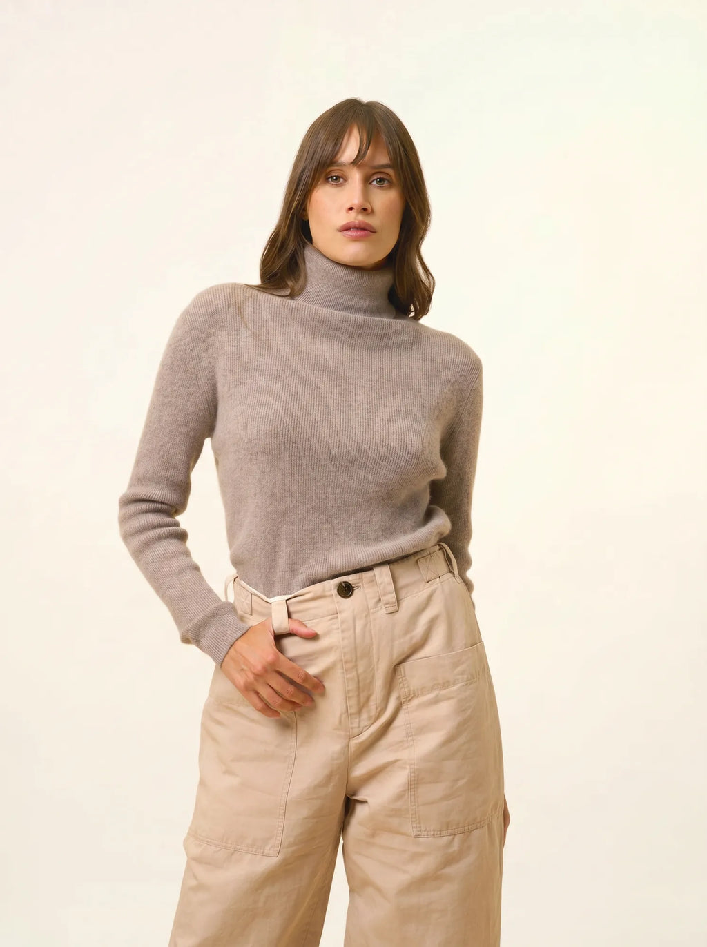 LANAIS pullover rollkragen caribou meliert