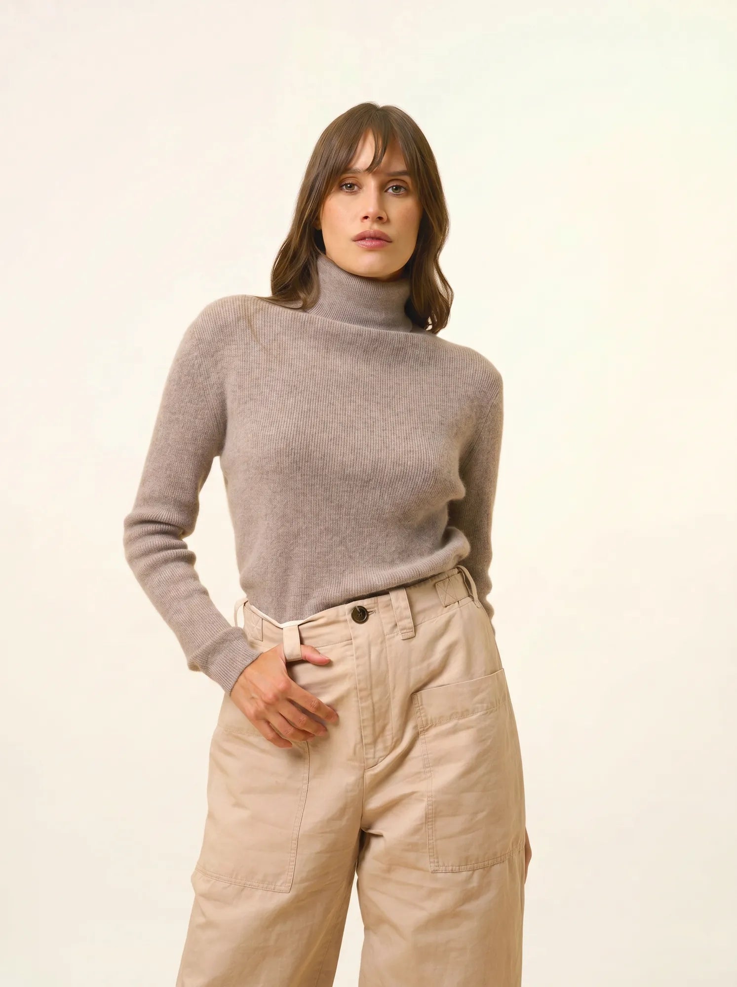 LANAIS pull col roulé caribou chiné