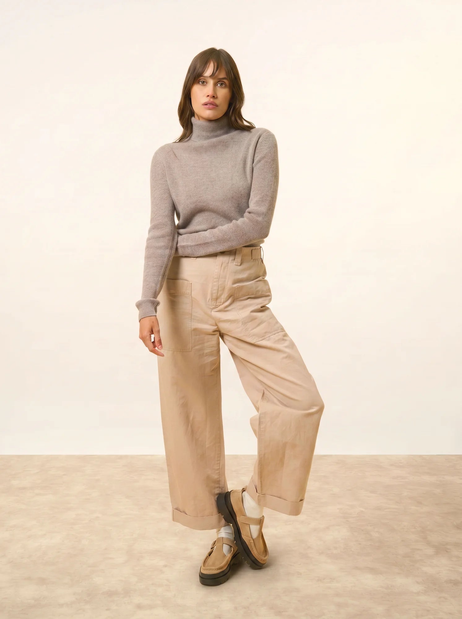 LANAIS pullover rollkragen caribou meliert