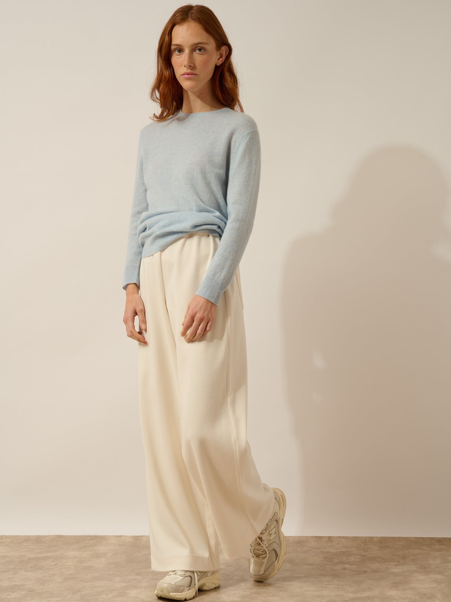 JANICE pull col rond bleu clair chiné