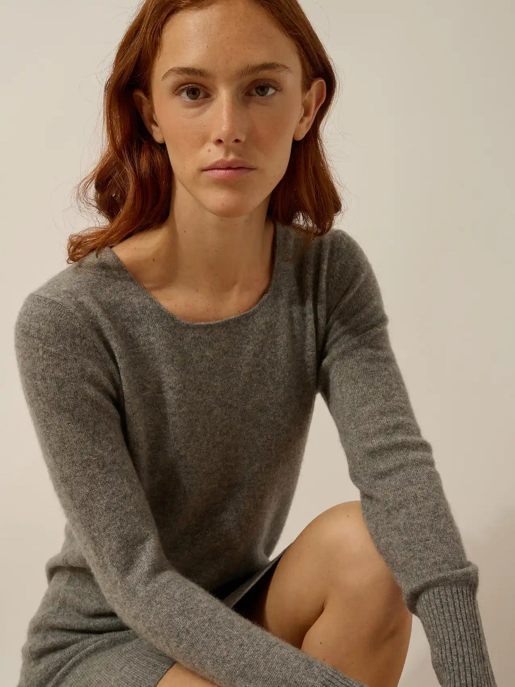 SUSAN kleid rundhalsausschnitt flanelle meliert