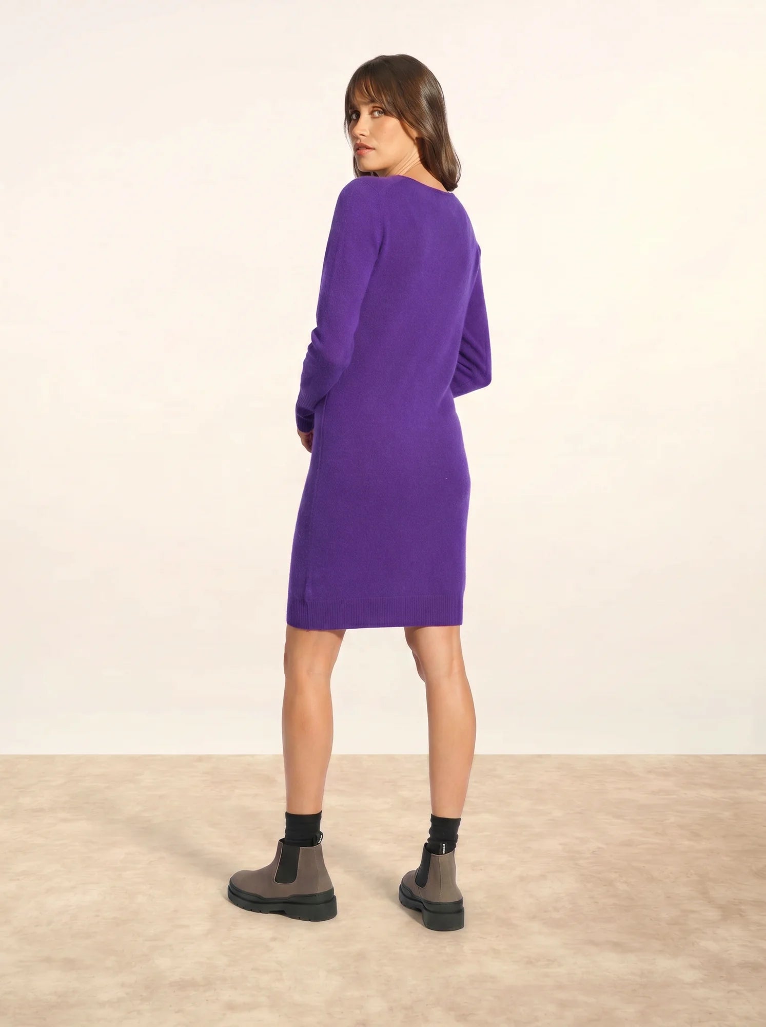 SUSAN robe col rond violette
