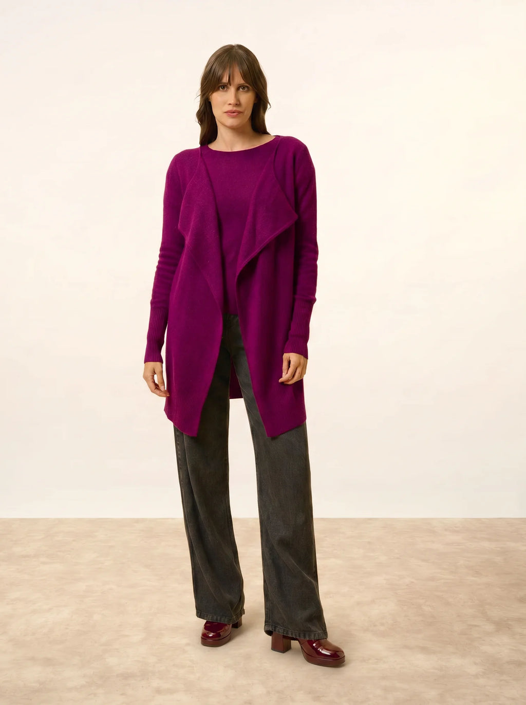 BROOKE veste longue prune