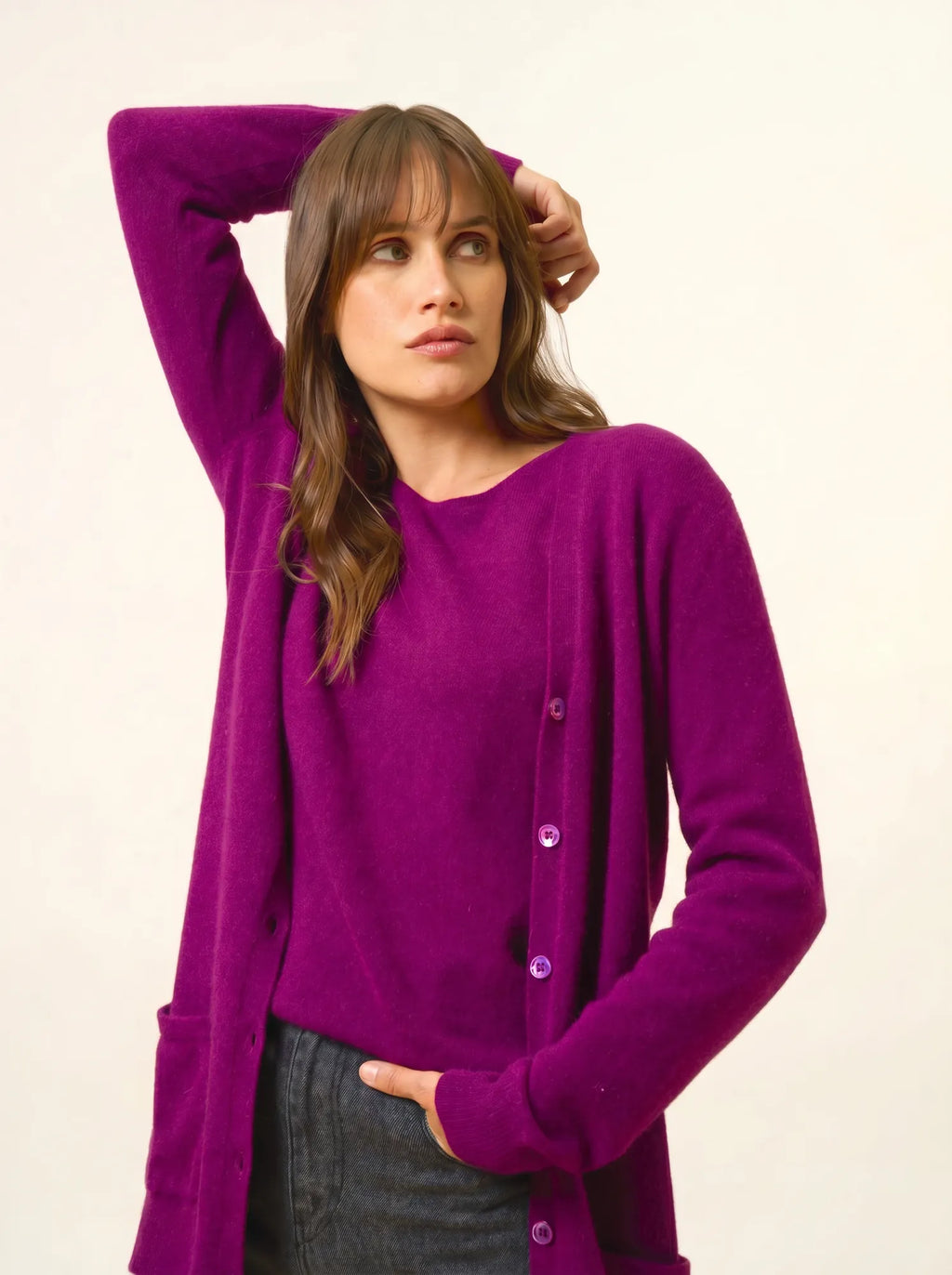 TOMMIE strickjacke v-ausschnitt pflaume