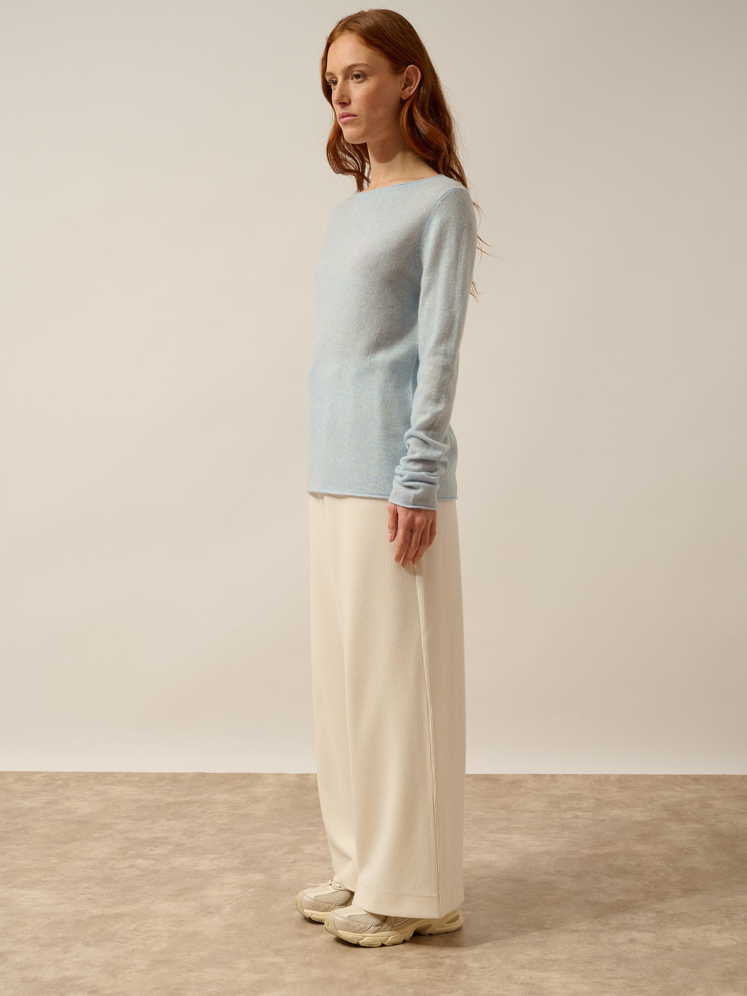 GRACE pull col bateau bleu clair chiné