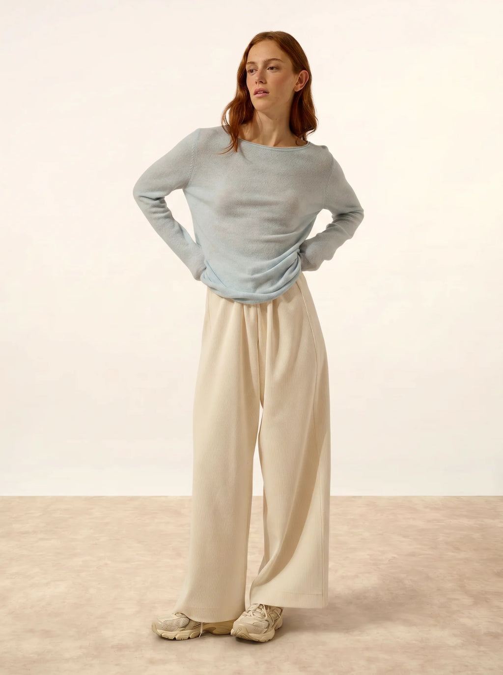 GRACE pull col bateau bleu clair chiné