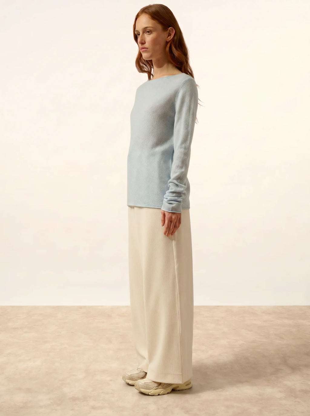 GRACE pull col bateau bleu clair chiné