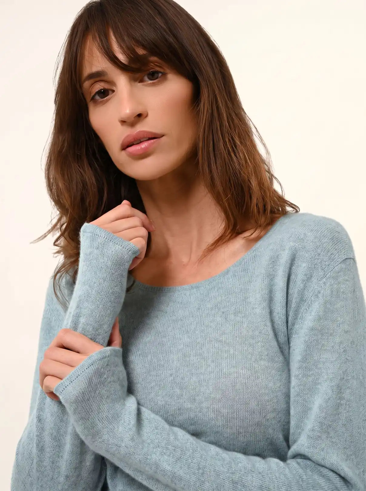 FIONA pullover rundhalsausschnitt aqua meliert