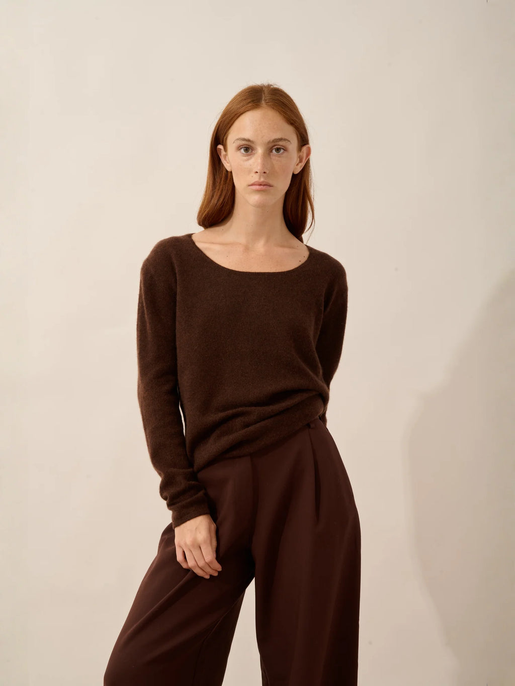 FIONA pullover rundhalsausschnitt kaffee