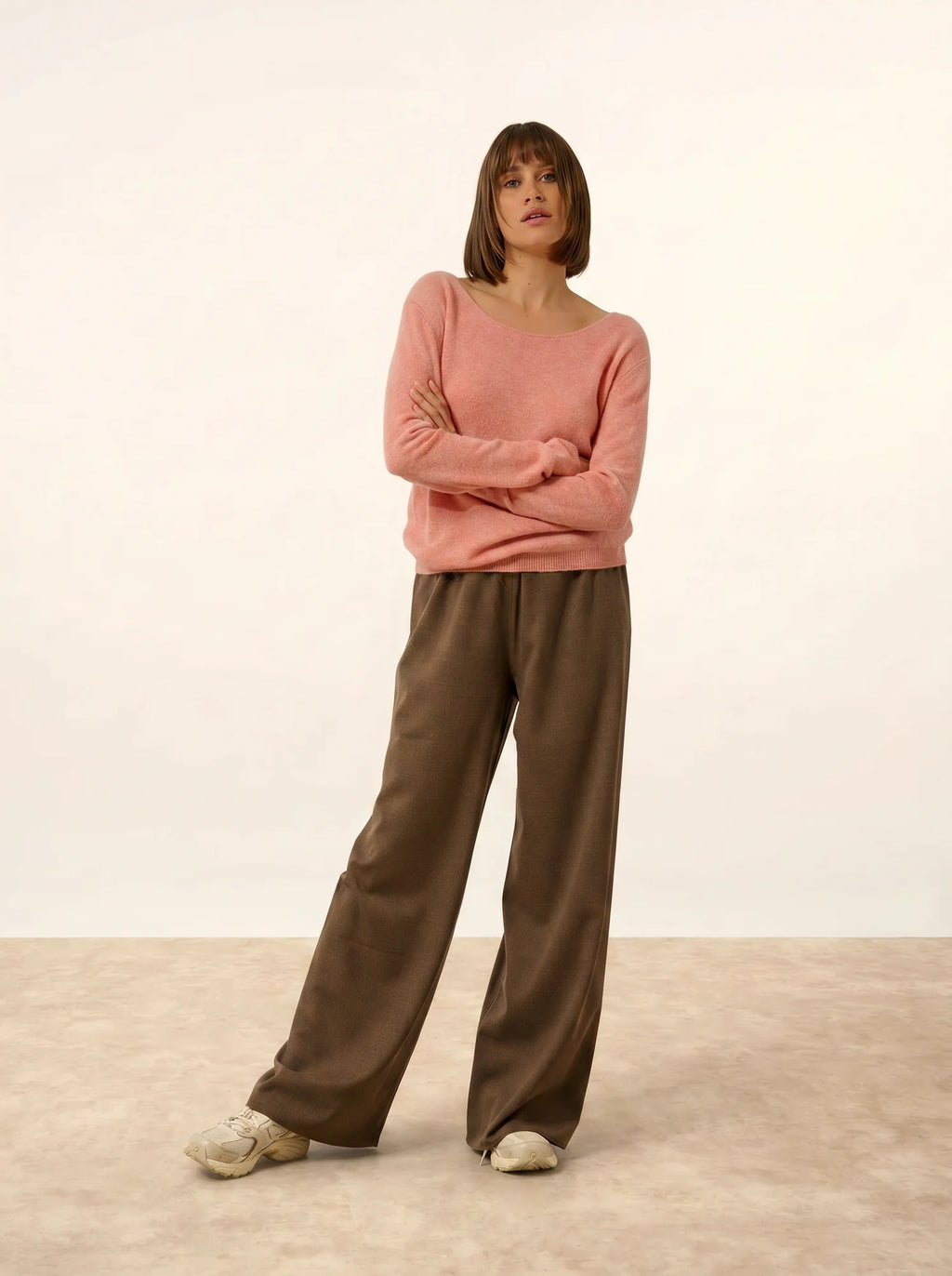 FIONA pull col rond corail chiné