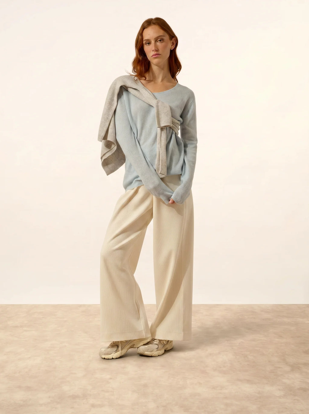 FIONA pull col rond bleu clair chiné