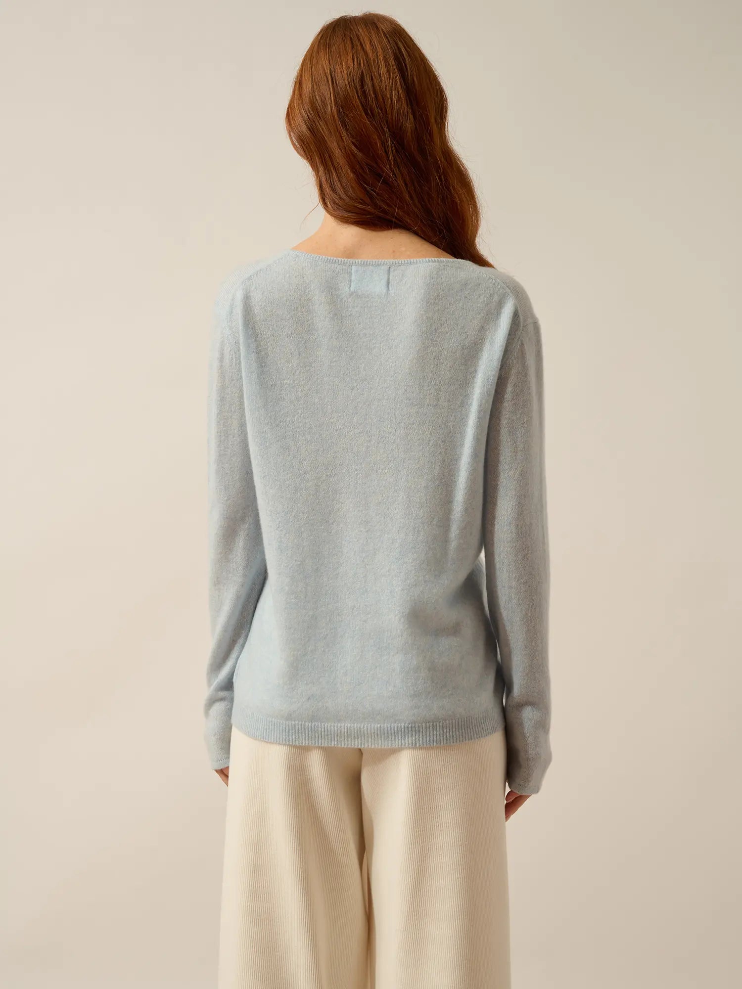 FIONA pull col rond bleu clair chiné