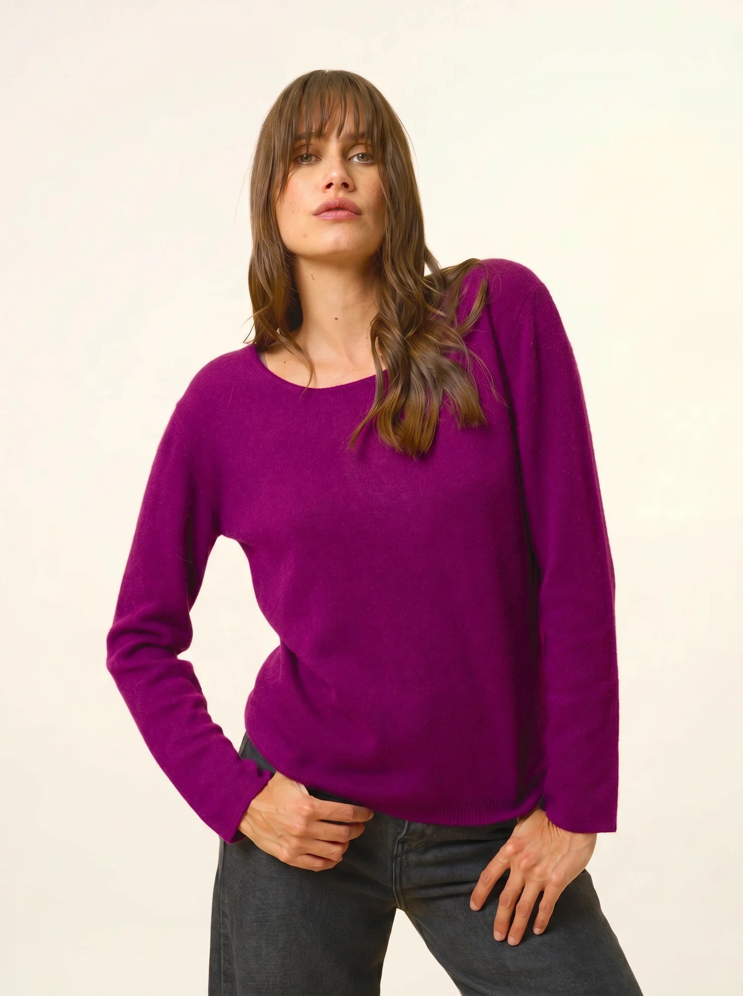 FIONA pullover rundhalsausschnitt pflaume