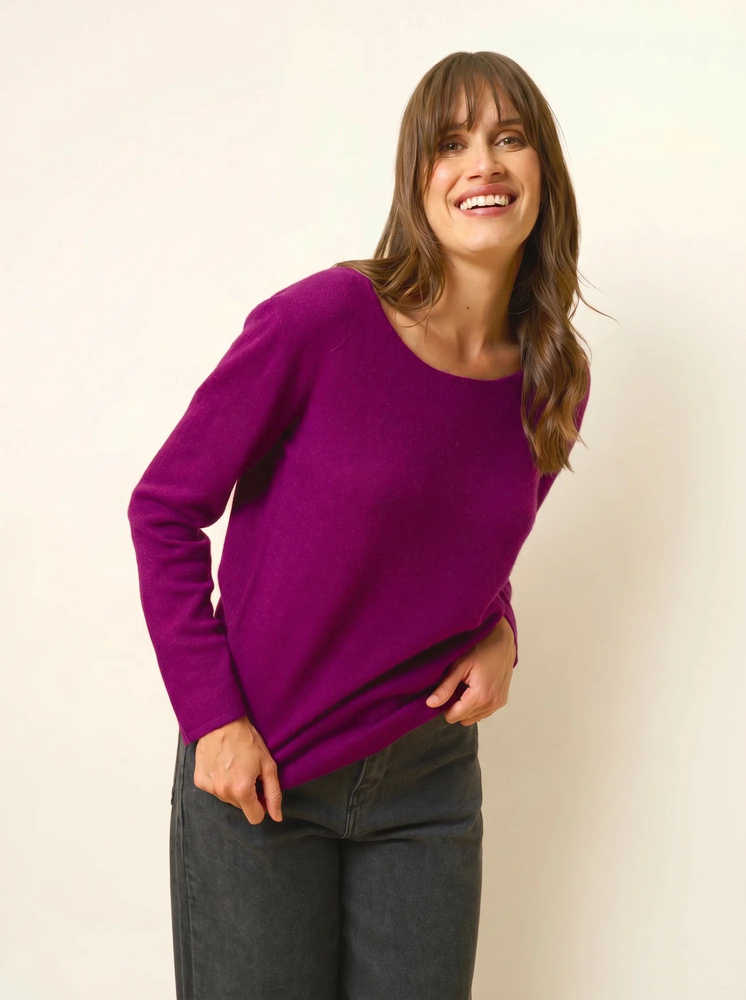 FIONA pullover rundhalsausschnitt pflaume