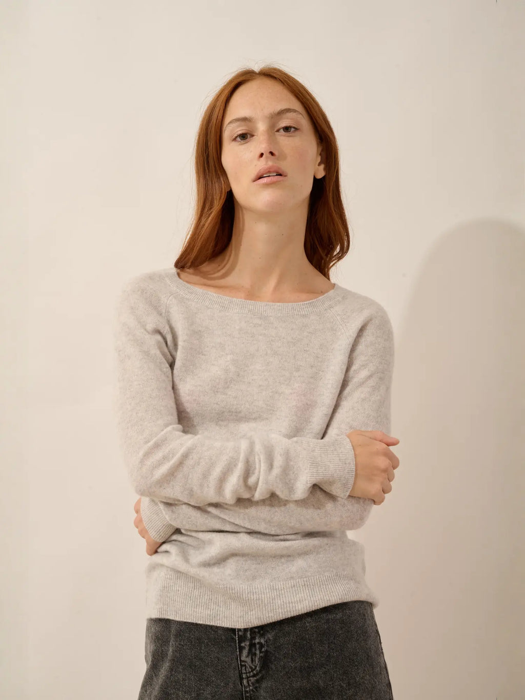 ABIGAILE pullover u-boot-ausschnitt tropfen hinten glacier meliert