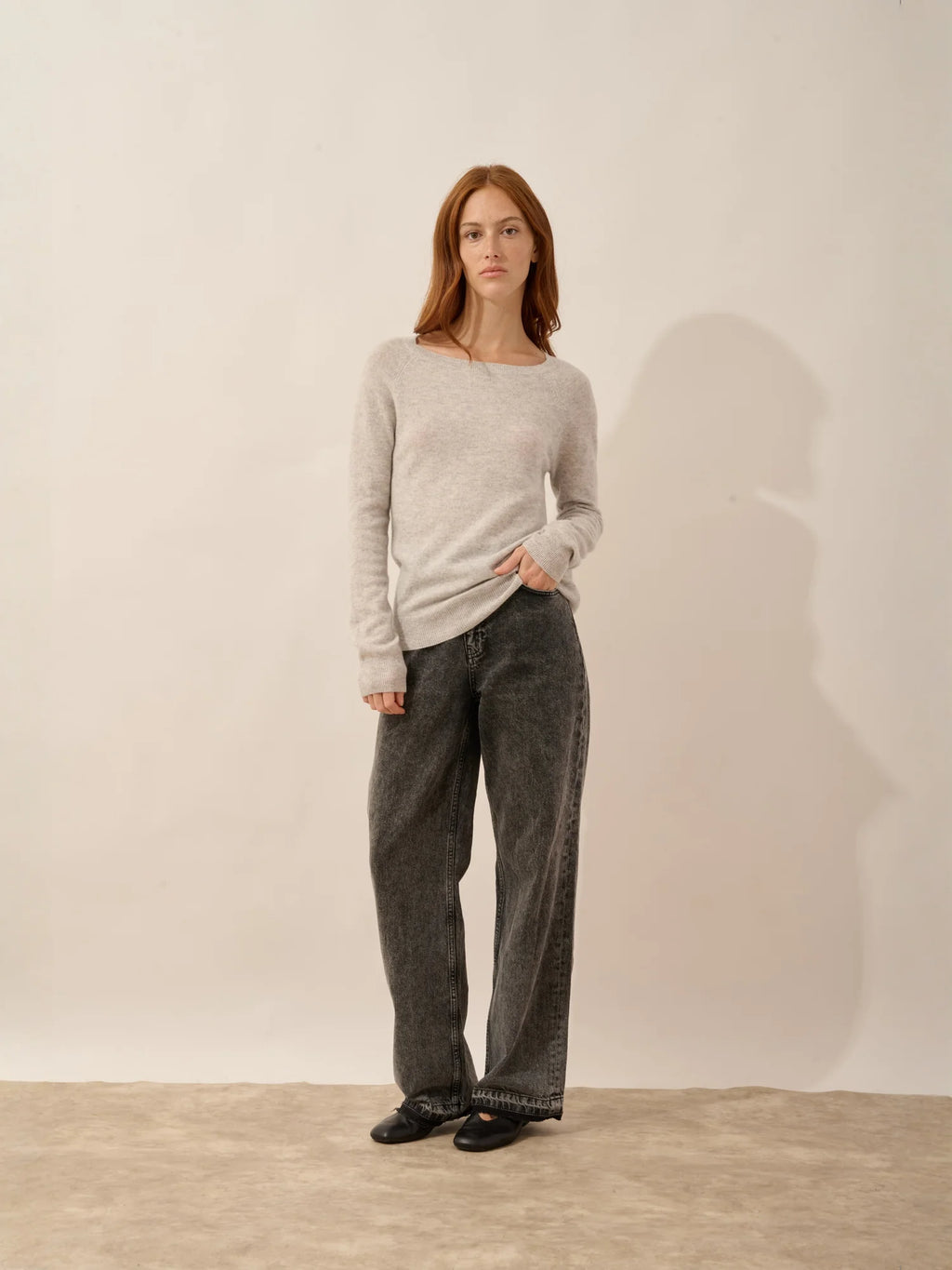 ABIGAILE pullover u-boot-ausschnitt tropfen hinten glacier meliert