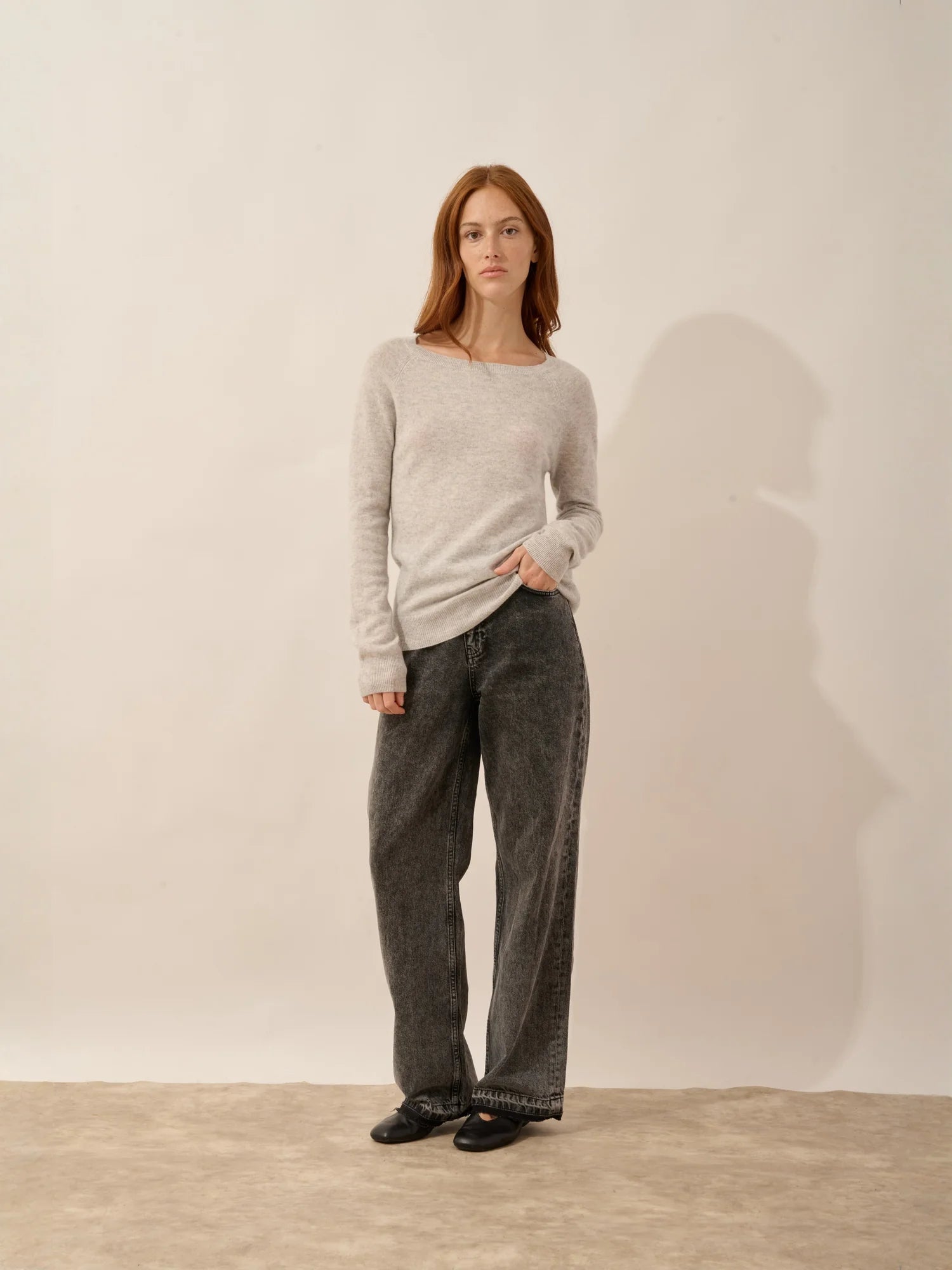 ABIGAILE pullover u-boot-ausschnitt tropfen hinten glacier meliert
