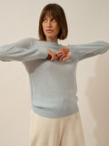 ABIGAILE pullover u-boot-ausschnitt tropfen hinten hellblau meliert