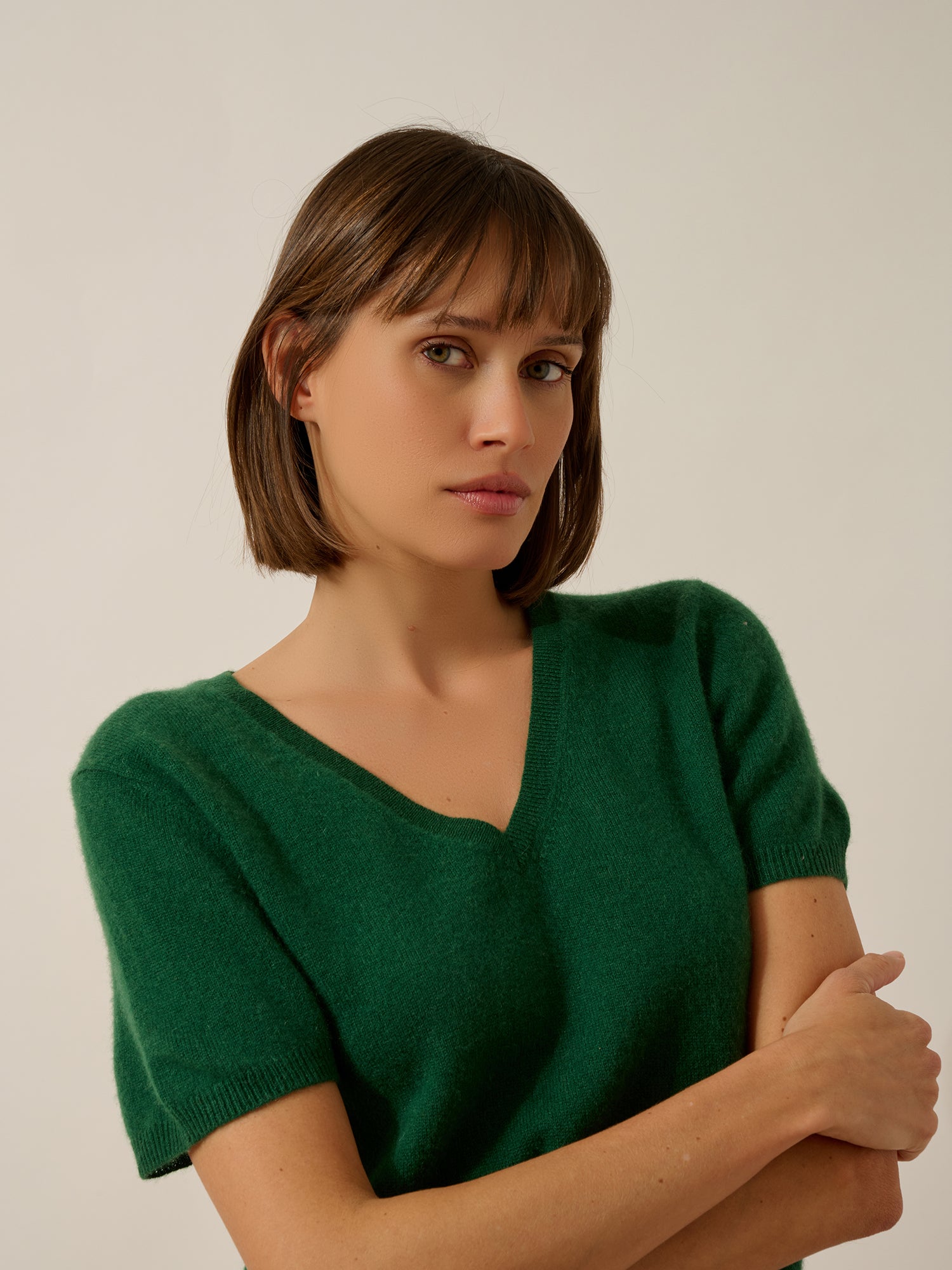 GLAMIS t-shirt col v sapin