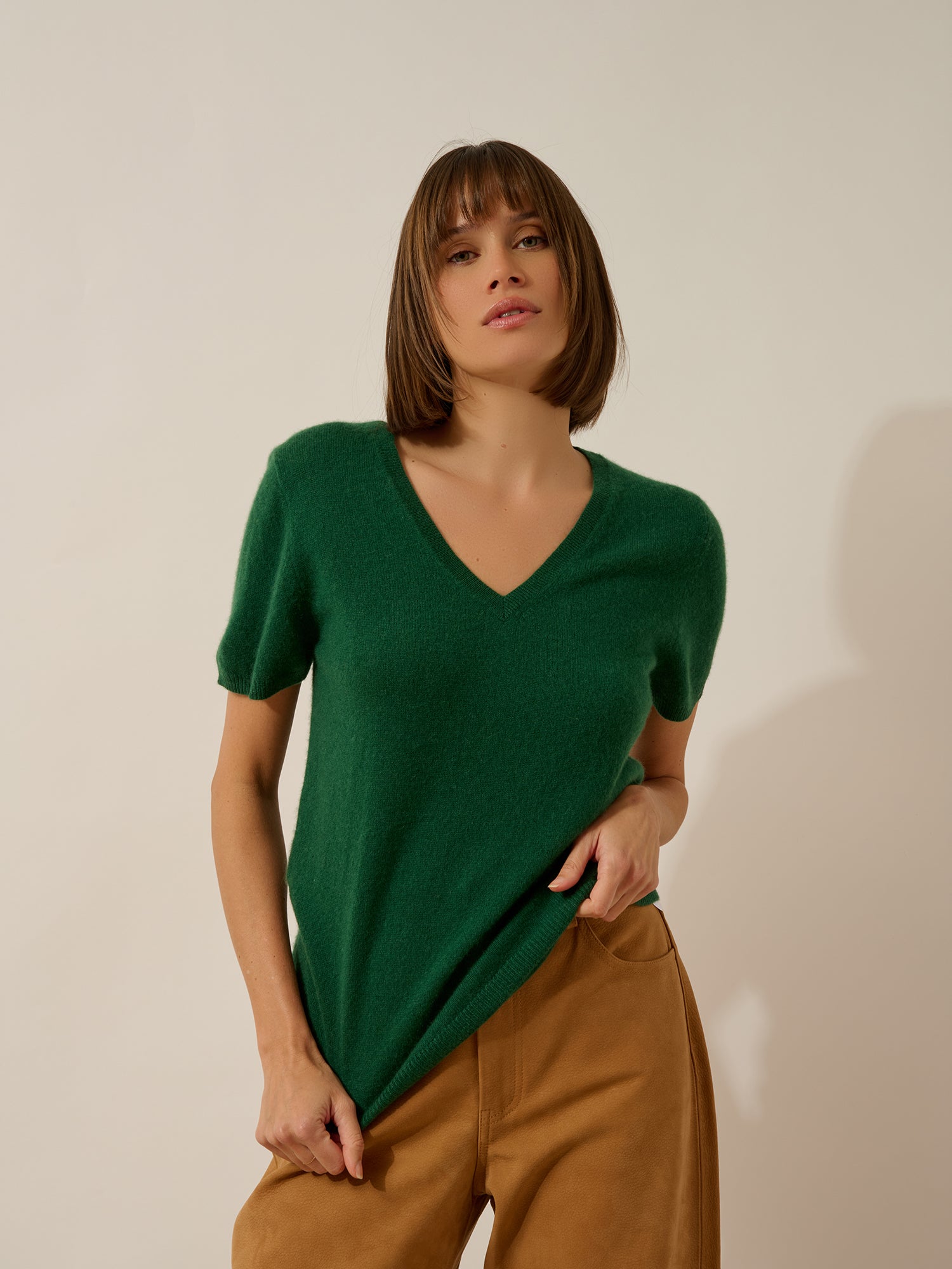 GLAMIS t-shirt col v sapin