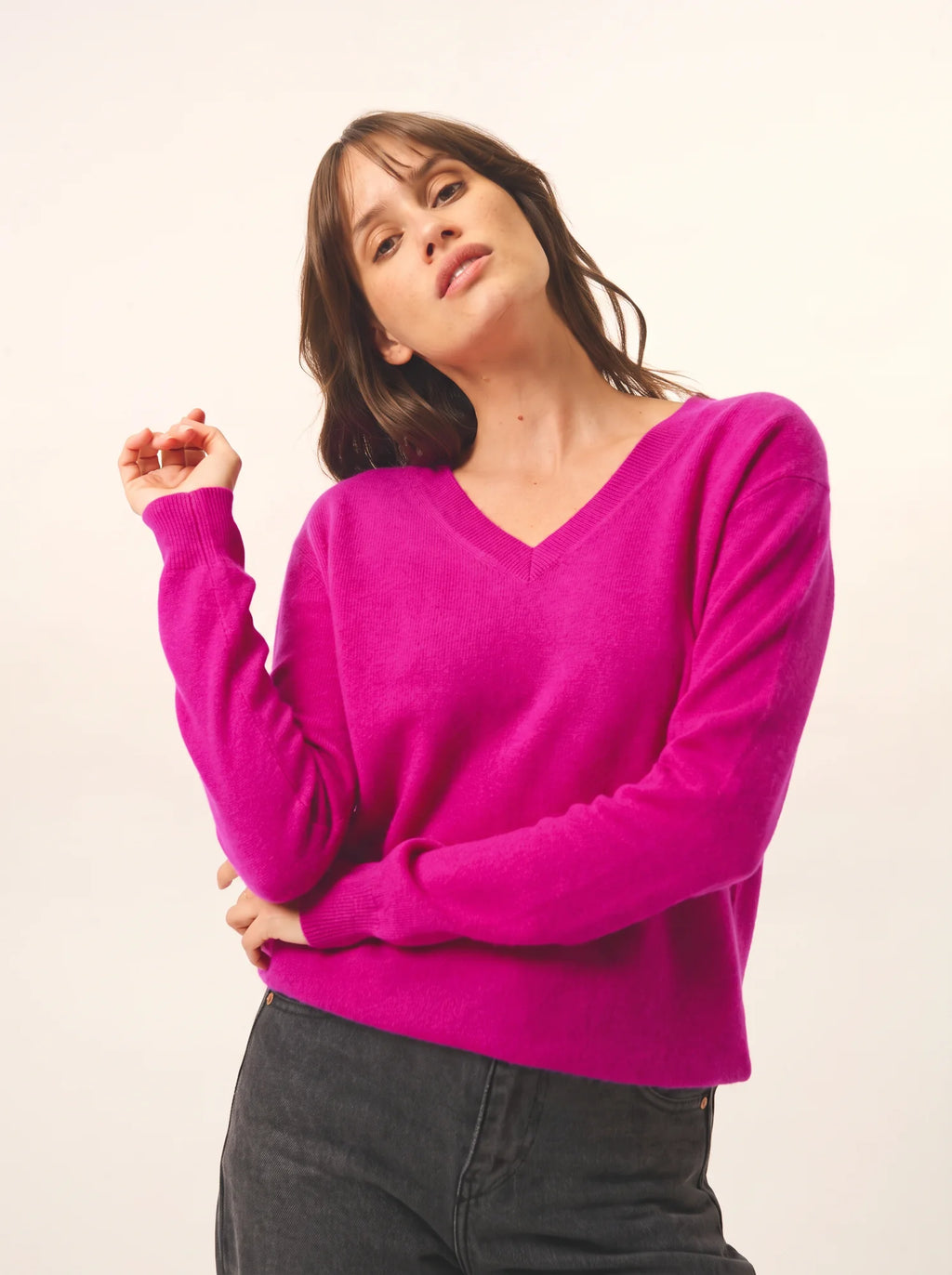 NORA pullover v-ausschnitt violine