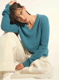 NORA pullover v-ausschnitt petrol meliert