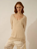OPAL pullover v-ausschnitt vorne und hinten avoine