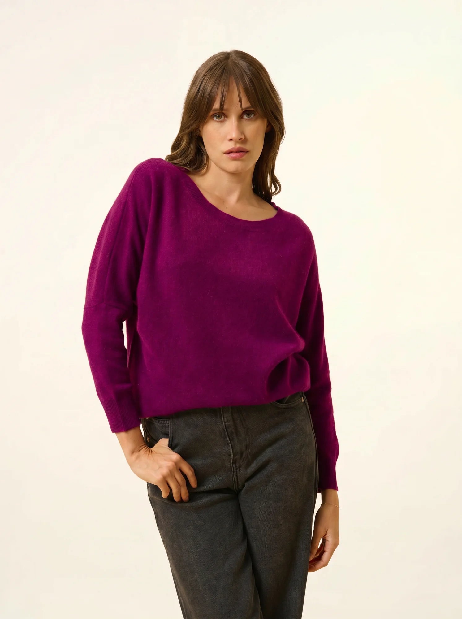 REBECCA pullover chauve souris pflaume