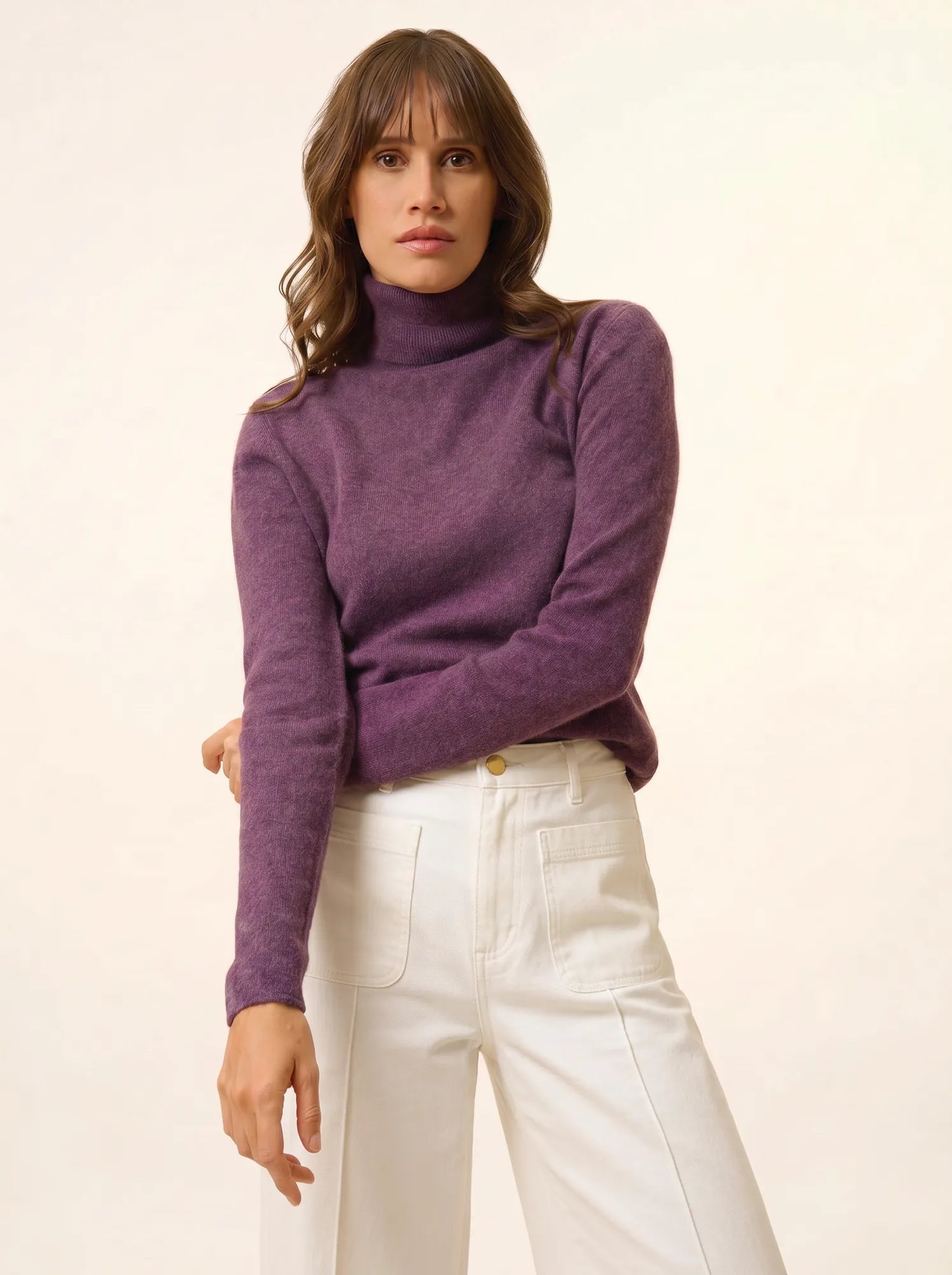 AVA pullover rollkragen violett meliert