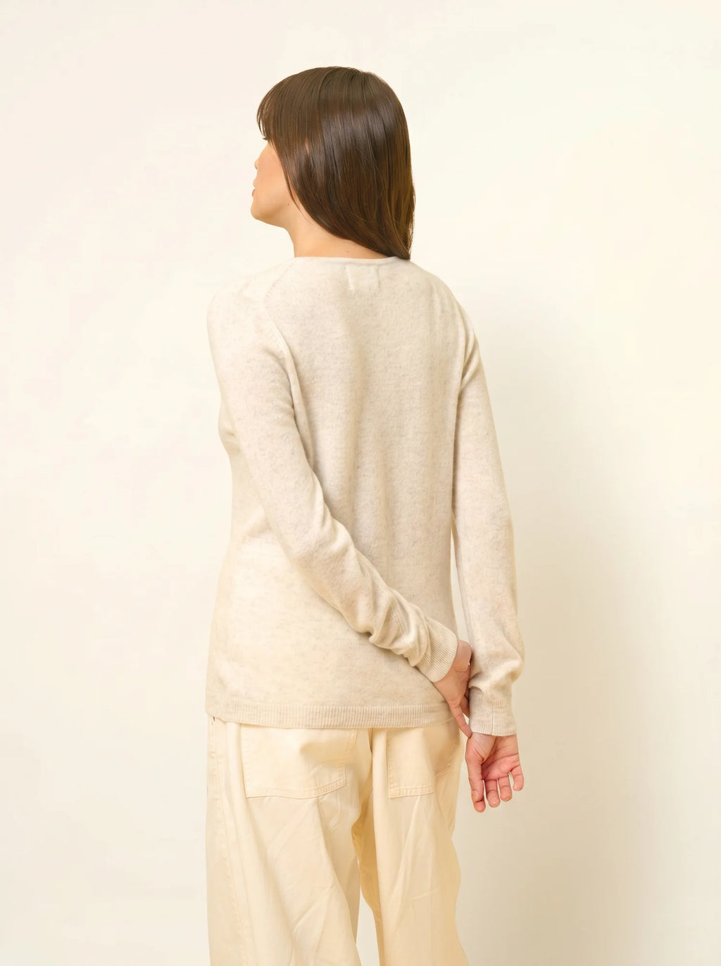 KATHARINE cardigan col rond gris perle chiné
