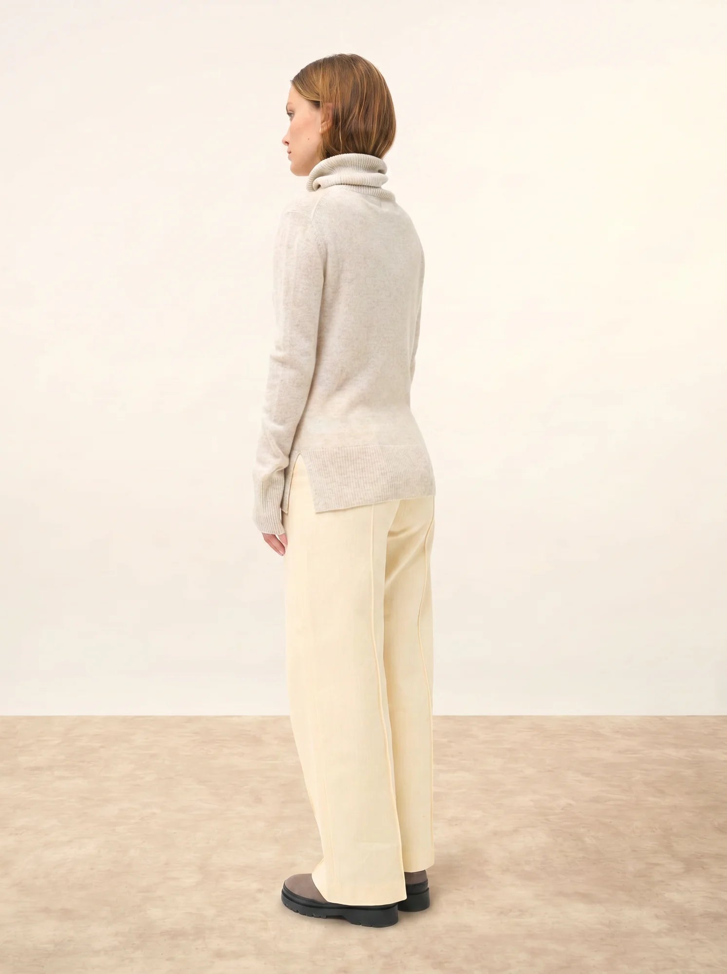 LEXIE pull col roulé gris perle chiné