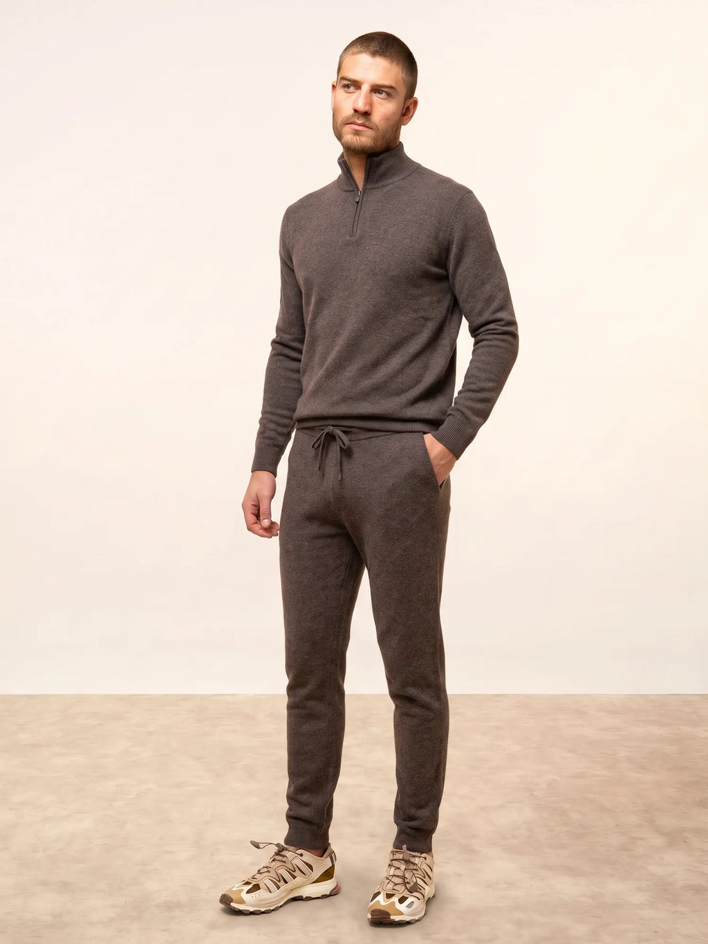 BRADLEY pullover dockermütze taupe meliert