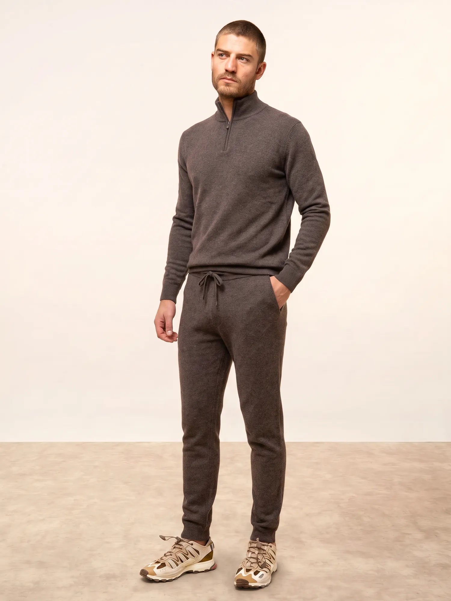 BRADLEY pullover dockermütze taupe meliert