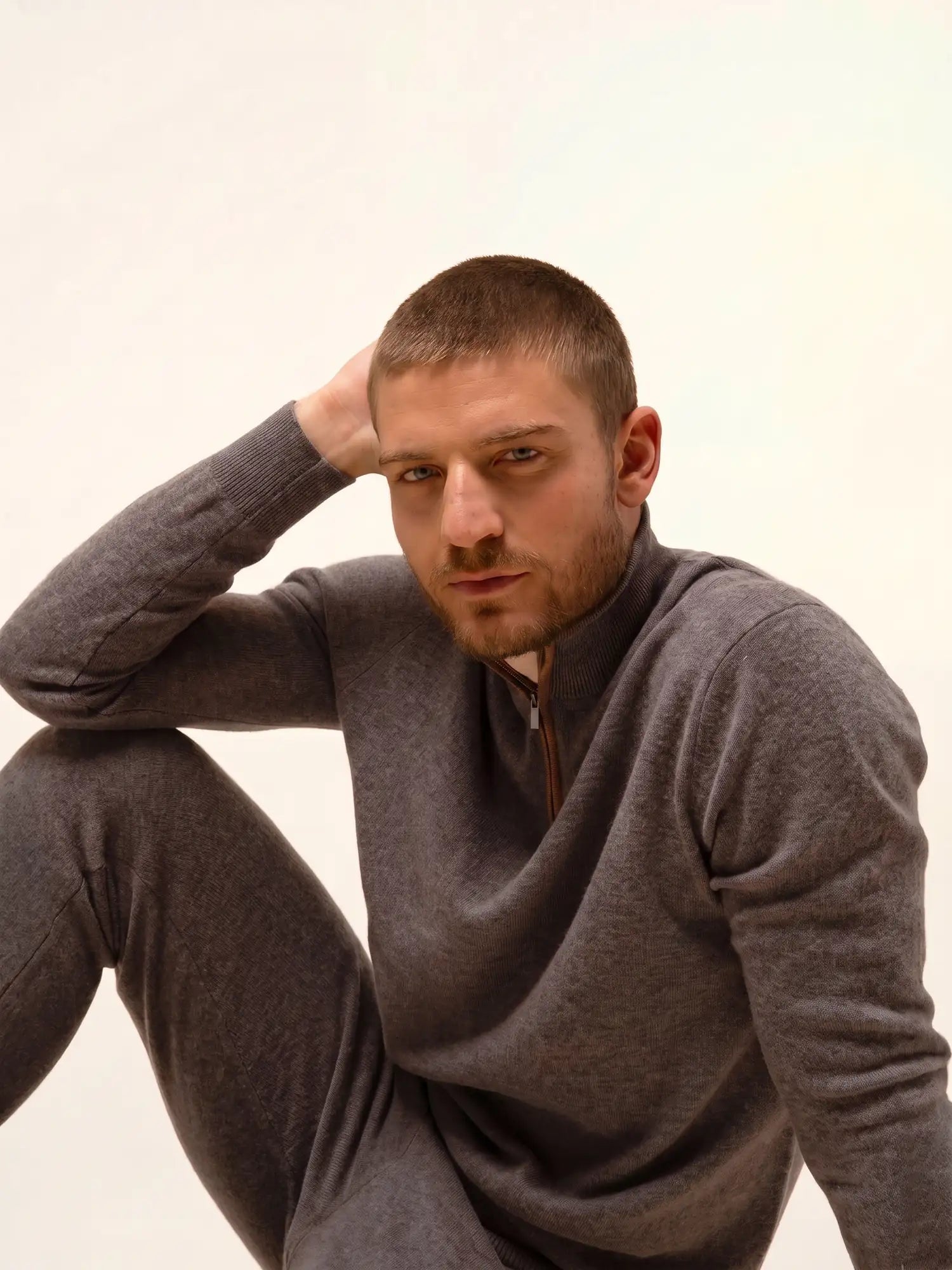 BRADLEY pullover dockermütze taupe meliert