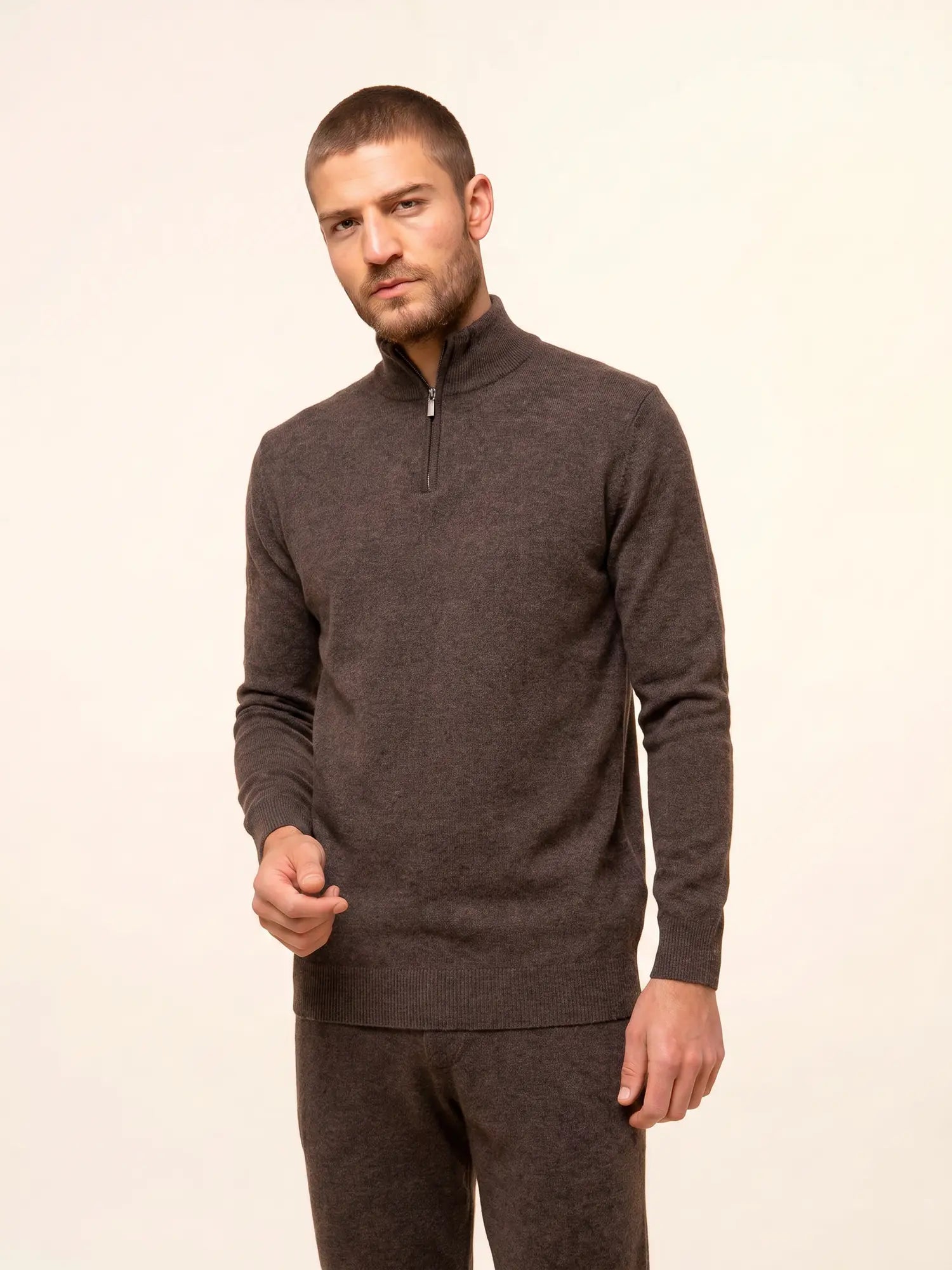 BRADLEY pullover dockermütze taupe meliert