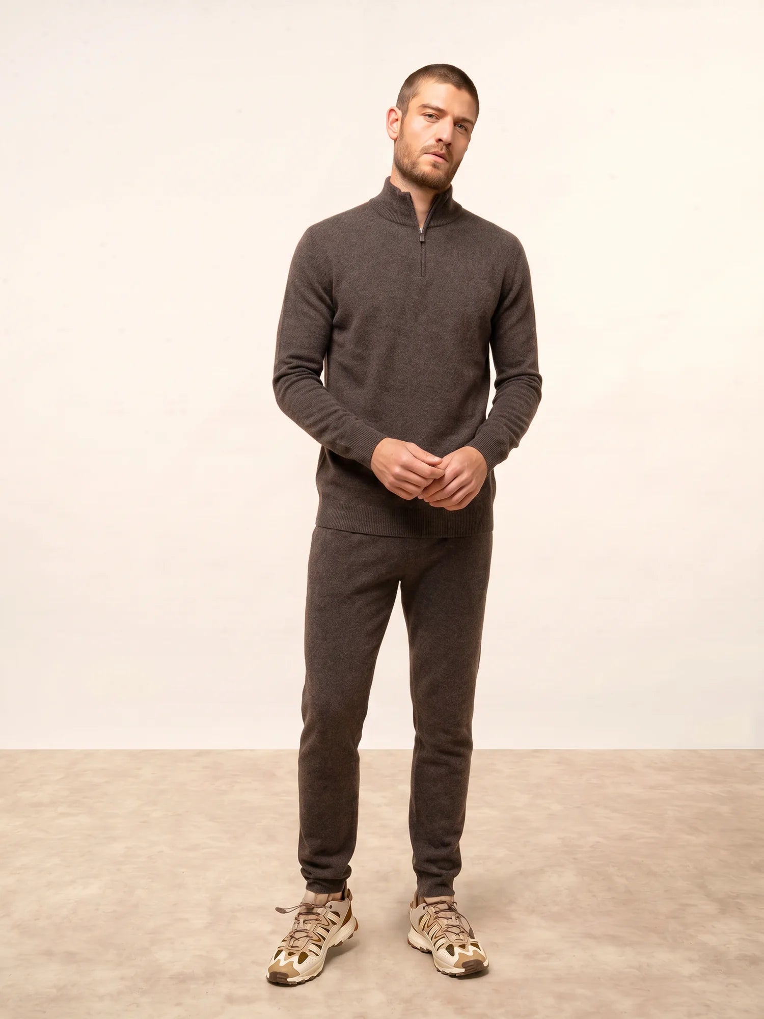 BRADLEY pullover dockermütze taupe meliert
