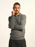 DOUGLAS polo manches longues anthracite chiné