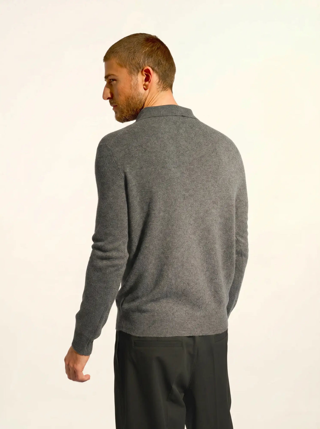 DOUGLAS polo manches longues anthracite chiné