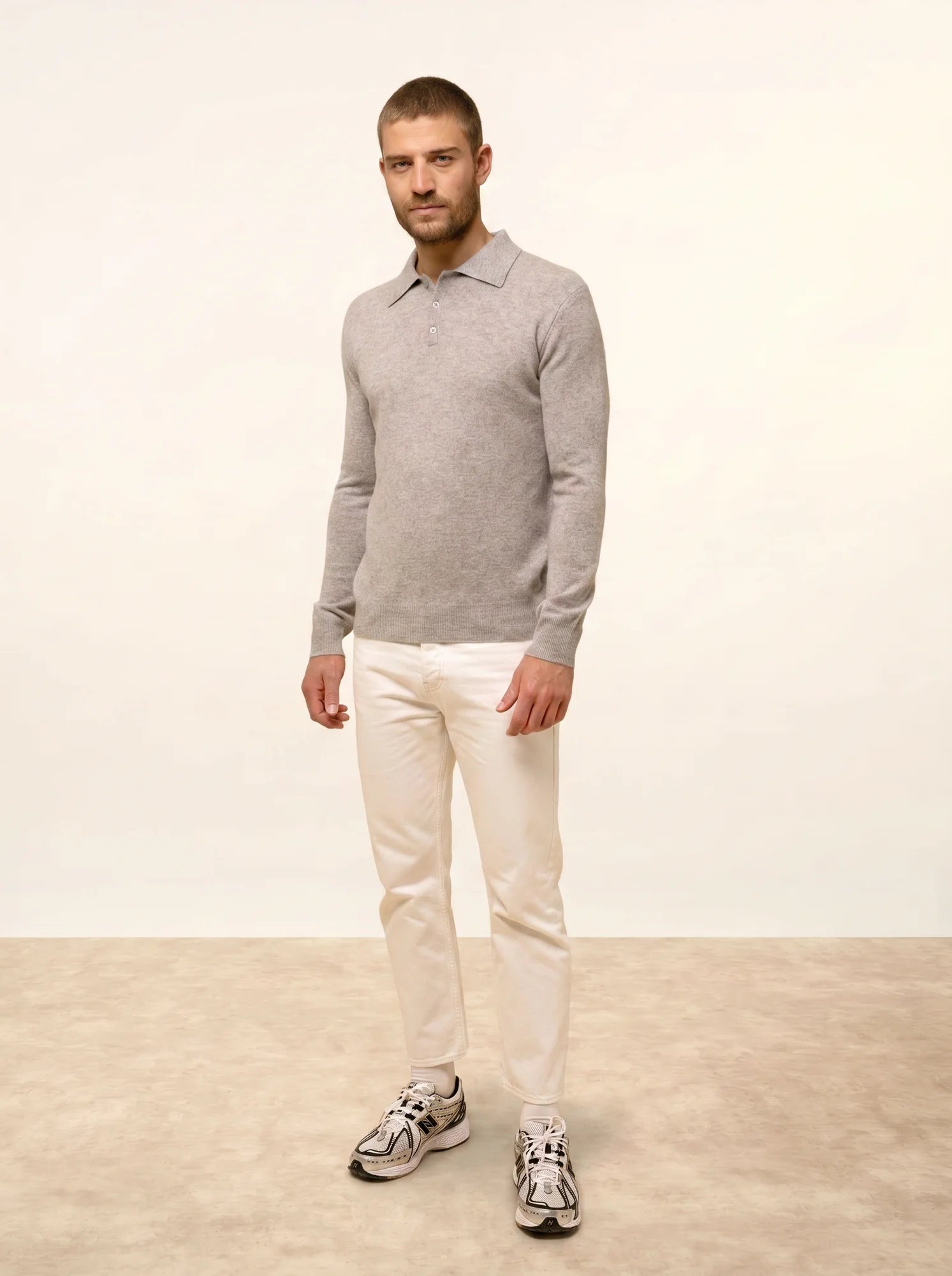 DOUGLAS poloshirt langarm wolke meliert