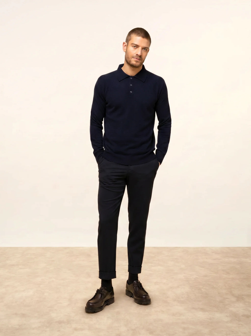 DOUGLAS poloshirt langarm marineblau