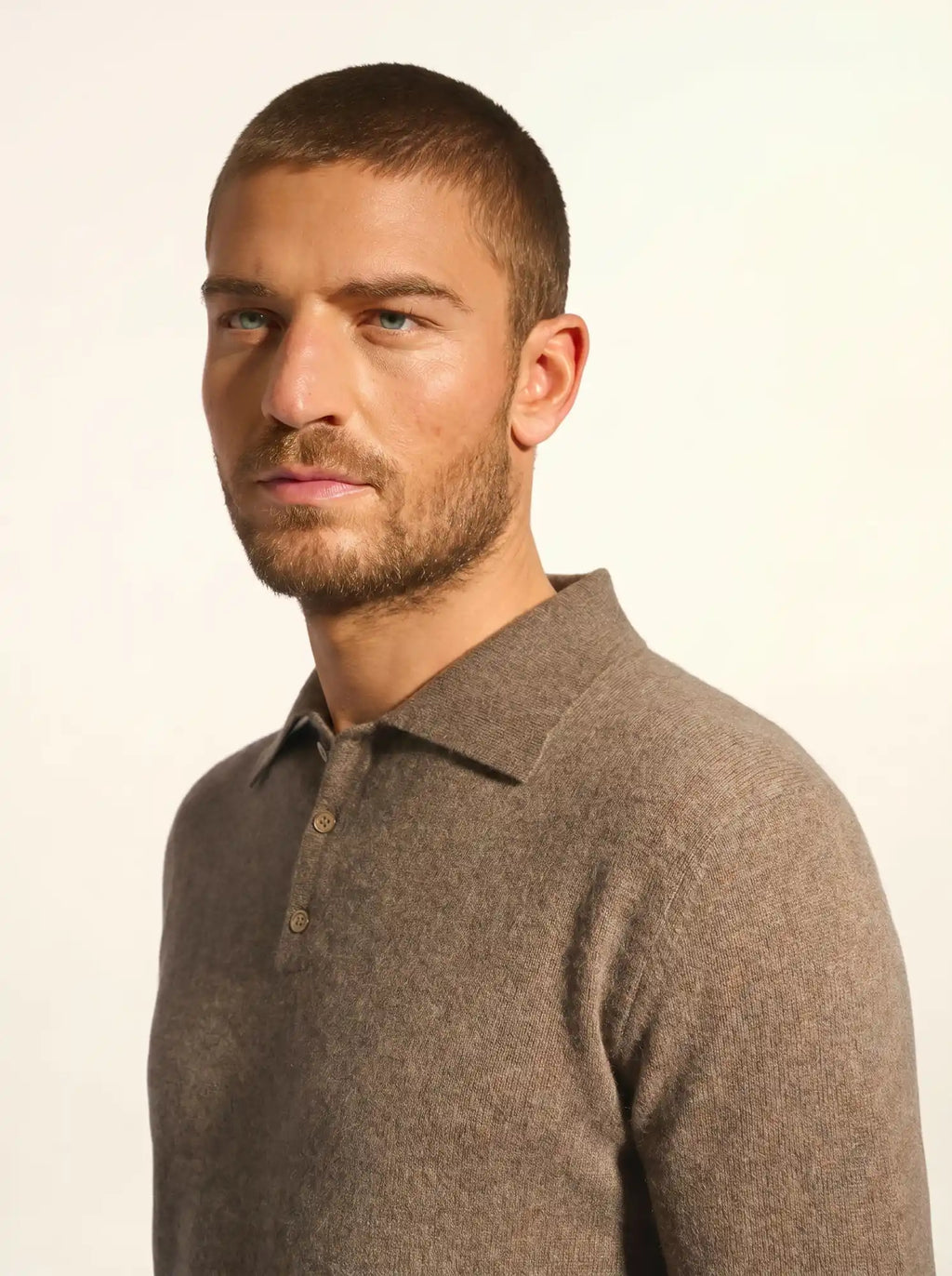 DOUGLAS poloshirt langarm taupe meliert
