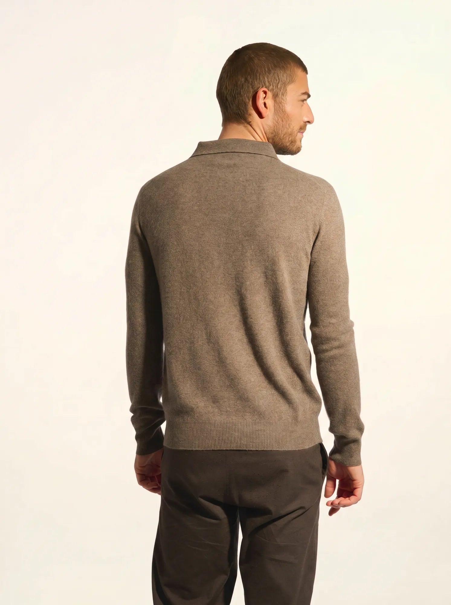 DOUGLAS polo manches longues taupe chiné